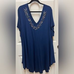 💙 NWOT! Navy Embellished Blouse